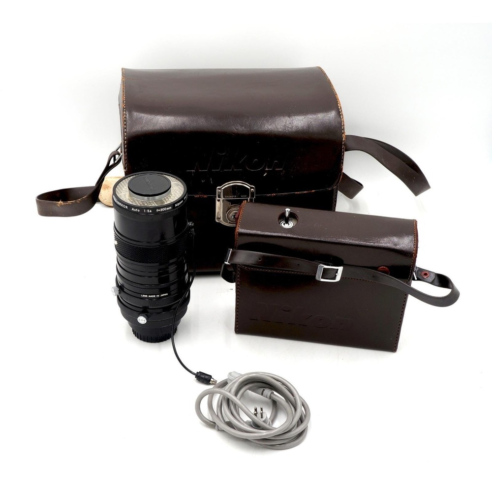 Vintage Nikon Medical-Nikkor 200mm f/5.6 Auto Lens Complete Outfit with Lens Kit